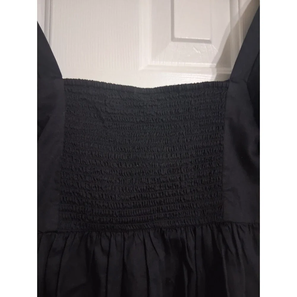 NWT Women's Old Navy Puff Sleeve Poplin Peplum Top Size S Black